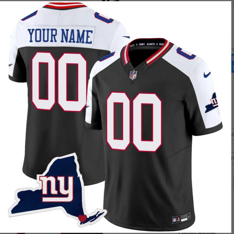 Men 2024 Nike NFL New York Giants  New York State Map Patch Limited Custom Jersey V2